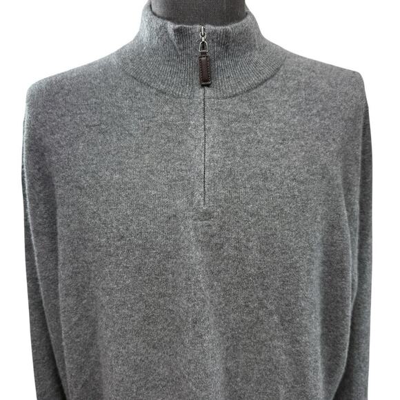 Daniel Hechter Paris 100% Cashmere Sweater Mens XXL Mock Neck 1/4 Zip Gray NWT - Picture 3 of 10